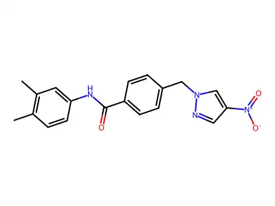 N-(3,4-dimethylphenyl)-4-[(4-nitropyrazol-1-yl)methyl]benzamide structure