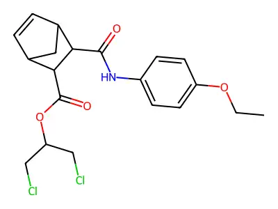 1,3-dichloropropan-2-yl 3-[(4-ethoxyphenyl)carbamoyl]bicyclo[2.2.1]hept-5-ene-2-carboxylate structure