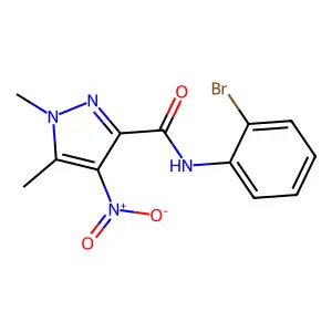 N-(2-bromophenyl)-1,5-dimethyl-4-nitropyrazole-3-carboxamide structure