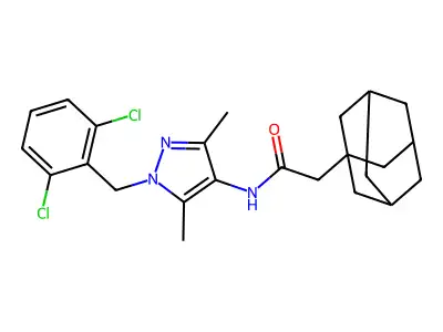 2-(1-adamantyl)-N-[1-(2,6-dichlorobenzyl)-3,5-dimethyl-1H-pyrazol-4-yl]acetamide structure
