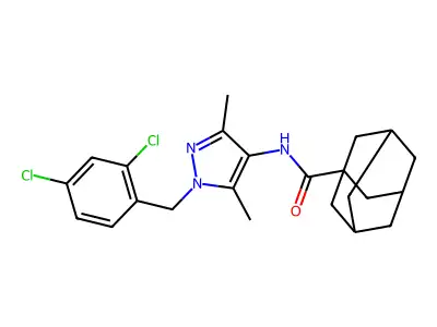 N-[1-[(2,4-dichlorophenyl)methyl]-3,5-dimethylpyrazol-4-yl]adamantane-1-carboxamide structure