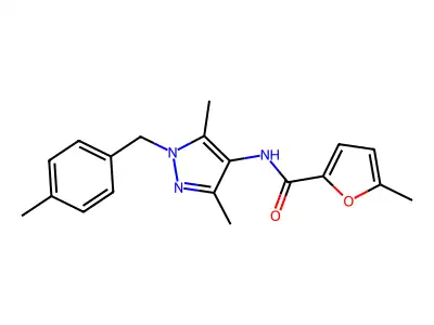 N-[3,5-dimethyl-1-[(4-methylphenyl)methyl]pyrazol-4-yl]-5-methylfuran-2-carboxamide structure