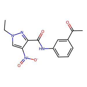 N-(3-acetylphenyl)-1-ethyl-4-nitropyrazole-3-carboxamide structure