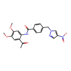 N-(2-acetyl-4,5-dimethoxyphenyl)-4-({4-nitro-1H-pyrazol-1-yl}methyl)benzamide structure