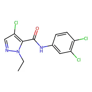 4-chloro-N-(3,4-dichlorophenyl)-2-ethylpyrazole-3-carboxamide structure