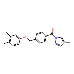 1-{4-[(3,4-dimethylphenoxy)methyl]benzoyl}-4-iodo-1H-pyrazole structure