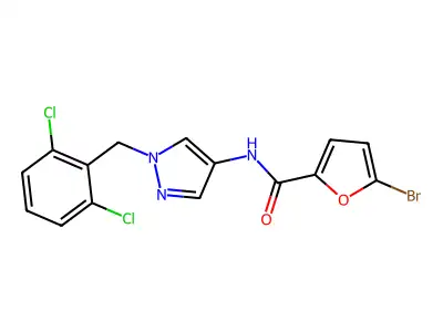 5-bromo-N-[1-[(2,6-dichlorophenyl)methyl]pyrazol-4-yl]furan-2-carboxamide structure