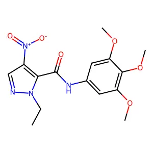 1-ethyl-4-nitro-N-(3,4,5-trimethoxyphenyl)-1H-pyrazole-5-carboxamide structure