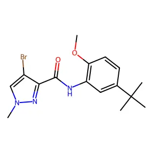 4-bromo-N-(5-tert-butyl-2-methoxyphenyl)-1-methylpyrazole-3-carboxamide structure