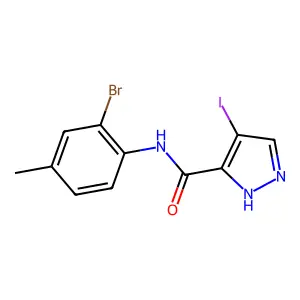 N-(2-bromo-4-methylphenyl)-4-iodo-1H-pyrazole-3-carboxamide structure
