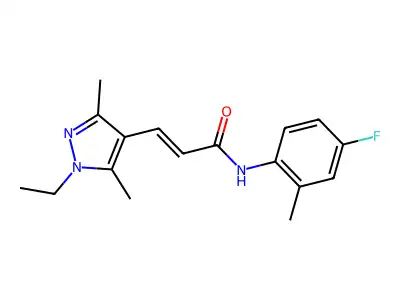 3-(1-Ethyl-3,5-dimethyl-1H-pyrazol-4-yl)-N-(4-fluoro-2-methylphenyl)-2-propenamide structure