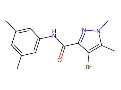 4-bromo-N-(3,5-dimethylphenyl)-1,5-dimethylpyrazole-3-carboxamide structure