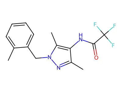 N-[3,5-dimethyl-1-(2-methylbenzyl)-1H-pyrazol-4-yl]-2,2,2-trifluoroacetamide structure
