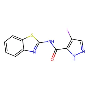 N-(1,3-benzothiazol-2-yl)-4-iodo-1H-pyrazole-3-carboxamide structure