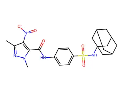 N-[4-(1-adamantylsulfamoyl)phenyl]-2,5-dimethyl-4-nitropyrazole-3-carboxamide structure
