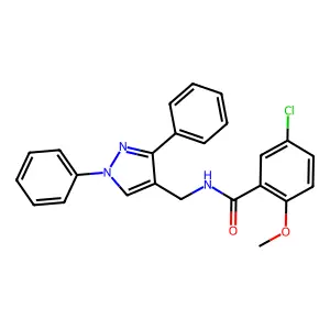 5-chloro-N-[(1,3-diphenylpyrazol-4-yl)methyl]-2-methoxybenzamide structure