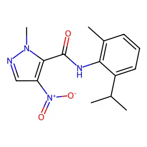 2-methyl-N-(2-methyl-6-propan-2-ylphenyl)-4-nitropyrazole-3-carboxamide structure