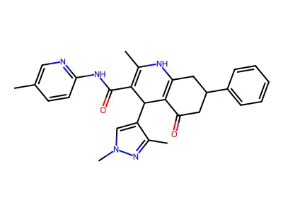 4-(1,3-dimethylpyrazol-4-yl)-2-methyl-N-(5-methylpyridin-2-yl)-5-oxo-7-phenyl-4,6,7,8-tetrahydro-1H-quinoline-3-carboxamide structure