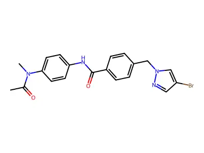 N-{4-[acetyl(methyl)amino]phenyl}-4-[(4-bromo-1H-pyrazol-1-yl)methyl]benzamide structure