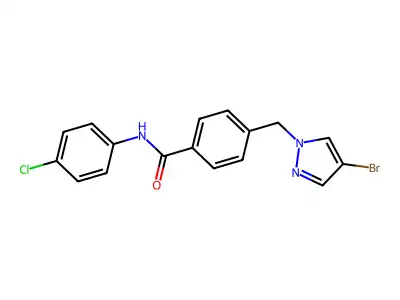 4-[(4-bromopyrazol-1-yl)methyl]-N-(4-chlorophenyl)benzamide structure