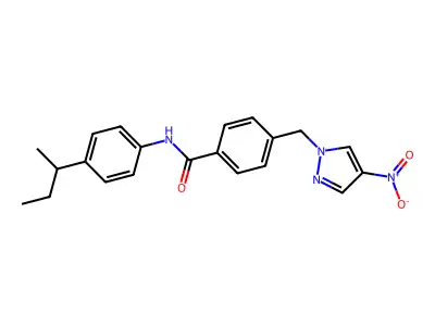 N-(4-butan-2-ylphenyl)-4-[(4-nitropyrazol-1-yl)methyl]benzamide structure