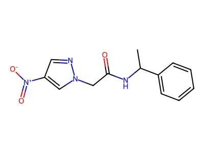 2-(4-nitropyrazol-1-yl)-N-(1-phenylethyl)acetamide structure