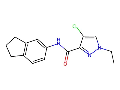 4-chloro-N-(2,3-dihydro-1H-inden-5-yl)-1-ethyl-1H-pyrazole-3-carboxamide structure
