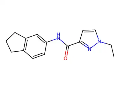 N-(2,3-dihydro-1H-inden-5-yl)-1-ethylpyrazole-3-carboxamide structure
