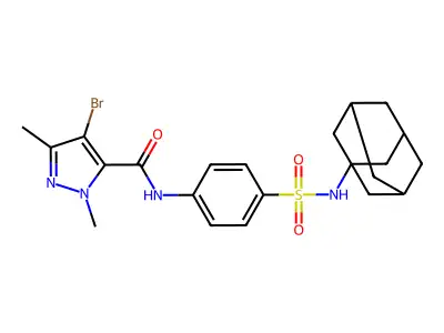 N-{4-[(1-adamantylamino)sulfonyl]phenyl}-4-bromo-1,3-dimethyl-1H-pyrazole-5-carboxamide structure