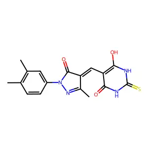 5-[[1-(3,4-dimethylphenyl)-3-methyl-5-oxopyrazol-4-ylidene]methyl]-6-hydroxy-2-sulfanylidene-1H-pyrimidin-4-one structure