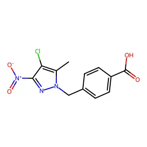 4-[(4-chloro-5-methyl-3-nitro-1H-pyrazol-1-yl)methyl]benzoic acid structure