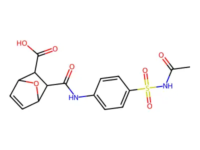 3-{[4-(acetylsulfamoyl)phenyl]carbamoyl}-7-oxabicyclo[2.2.1]hept-5-ene-2-carboxylic acid structure