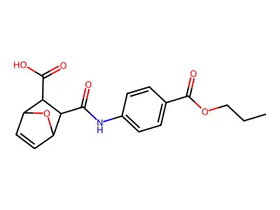3-{[4-(propoxycarbonyl)anilino]carbonyl}-7-oxabicyclo[2.2.1]hept-5-ene-2-carboxylic acid structure