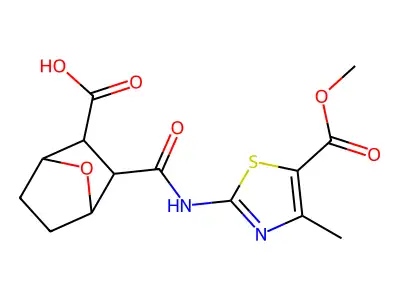 2-[(5-methoxycarbonyl-4-methyl-1,3-thiazol-2-yl)carbamoyl]-7-oxabicyclo[2.2.1]heptane-3-carboxylic acid structure