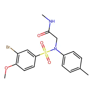 2-(N-(3-bromo-4-methoxyphenyl)sulfonyl-4-methylanilino)-N-methylacetamide structure