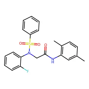 N-(2,5-dimethylphenyl)-2-[2-fluoro(phenylsulfonyl)anilino]acetamide structure