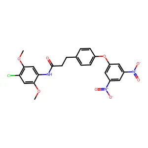 3-(4-{3,5-bisnitrophenoxy}phenyl)-N-(4-chloro-2,5-dimethoxyphenyl)propanamide structure
