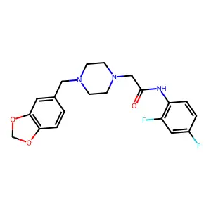 2-[4-(1,3-benzodioxol-5-ylmethyl)piperazin-1-yl]-N-(2,4-difluorophenyl)acetamide structure