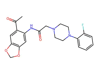 N-(6-ACETYLBENZO[D]1,3-DIOXOLEN-5-YL)-2-(4-(2-FLUOROPHENYL)PIPERAZINYL)ETHANAMIDE structure