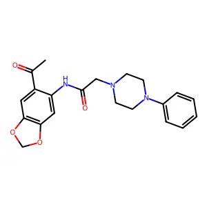 N-(6-acetyl-1,3-benzodioxol-5-yl)-2-(4-phenylpiperazin-1-yl)acetamide structure