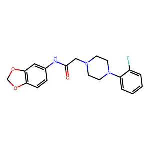 N-(1,3-benzodioxol-5-yl)-2-[4-(2-fluorophenyl)piperazin-1-yl]acetamide structure