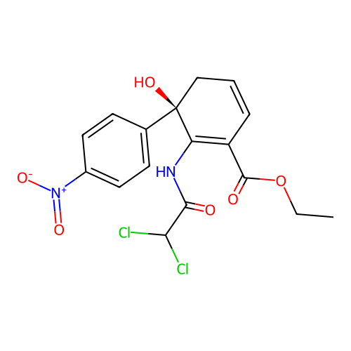 [R-(R*,R*)]-2-(2,2-dichloroacetamido)-3-hydroxy-3-(p-nitrophenyl)ethyl benzoate structure