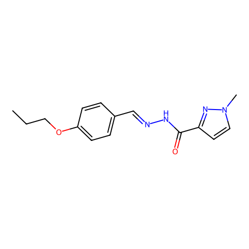 1-methyl-N'-(4-propoxybenzylidene)-1H-pyrazole-3-carbohydrazide structure