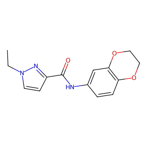 N-(2,3-dihydro-1,4-benzodioxin-6-yl)-1-ethyl-1H-pyrazole-3-carboxamide structure