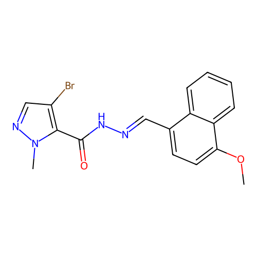 4-bromo-N'-[(4-methoxy-1-naphthyl)methylene]-1-methyl-1H-pyrazole-5-carbohydrazide structure