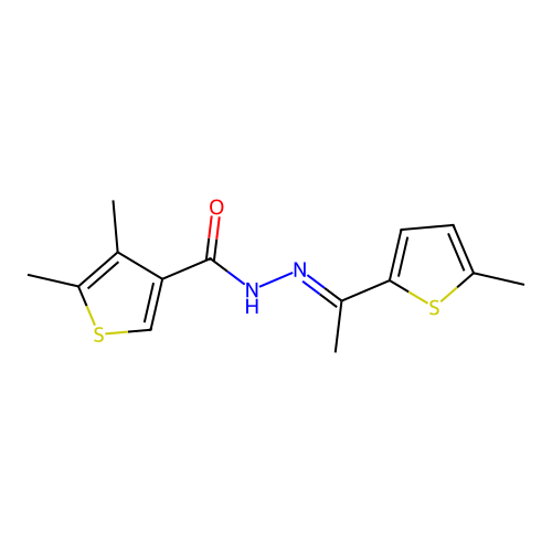 4,5-dimethyl-N'-[1-(5-methyl-2-thienyl)ethylidene]-3-thiophenecarbohydrazide structure