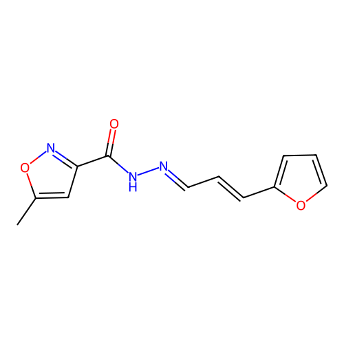 N'-[3-(2-furyl)-2-propenylidene]-5-methyl-3-isoxazolecarbohydrazide structure