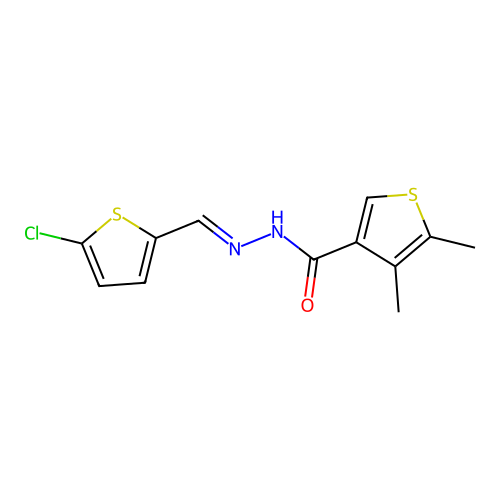 N'-[(5-chloro-2-thienyl)methylene]-4,5-dimethyl-3-thiophenecarbohydrazide structure