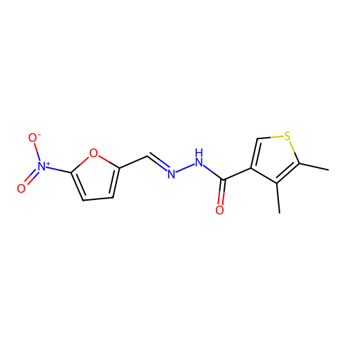N'-({5-nitro-2-furyl}methylene)-4,5-dimethyl-3-thiophenecarbohydrazide structure