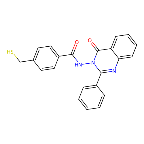 N-(4-oxo-2-phenyl-quinazolin-3-yl)-4-(sulfanylmethyl)benzamide structure